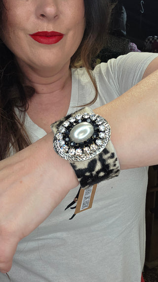 Cow Print Leather Hide Cuff by Sandra Ling Designs