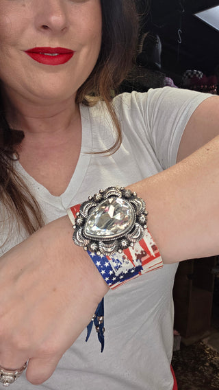 American Flag Leather Cuff by Sandra Ling Designs
