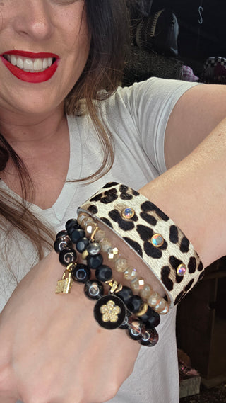 Leopard Leather Cuff Bracelet Stack by Sandra Ling Designs