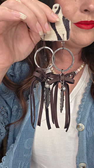 Brown Leather Bow Earrings by Sandra Ling Designs