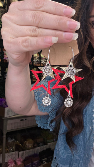 Red Stars Earrings by Sandra Ling Designs