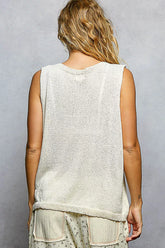 POL Strawberry Pattern Round Neck Sleeveless Sweater Top