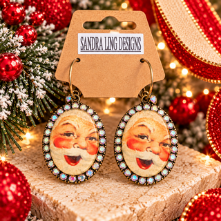 Saint Nick Santa Bezel Earrings by Sandra Ling Designs