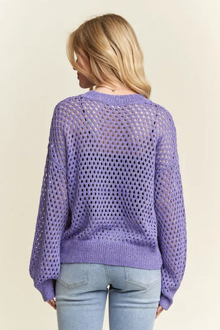 ADORA Round Neck Lurex Crochet Top