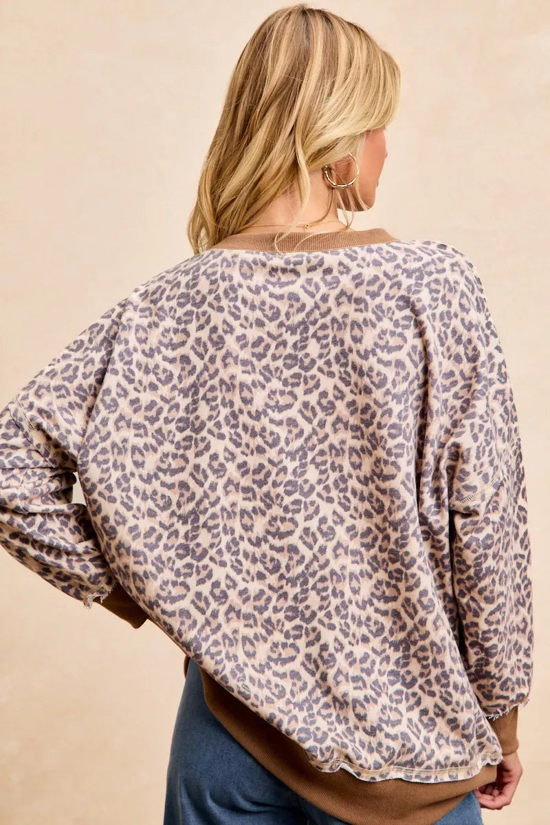 BiBi Leopard Printed French Terry Sweatshirt