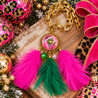 Sassy Grinch Feather Necklace