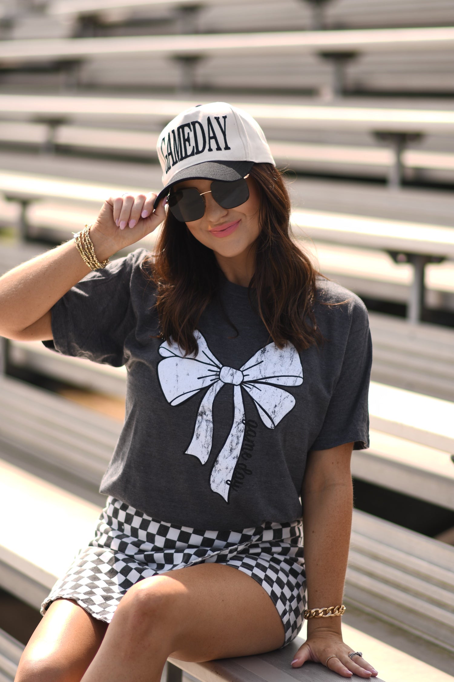 Black Game Day Bow Tee