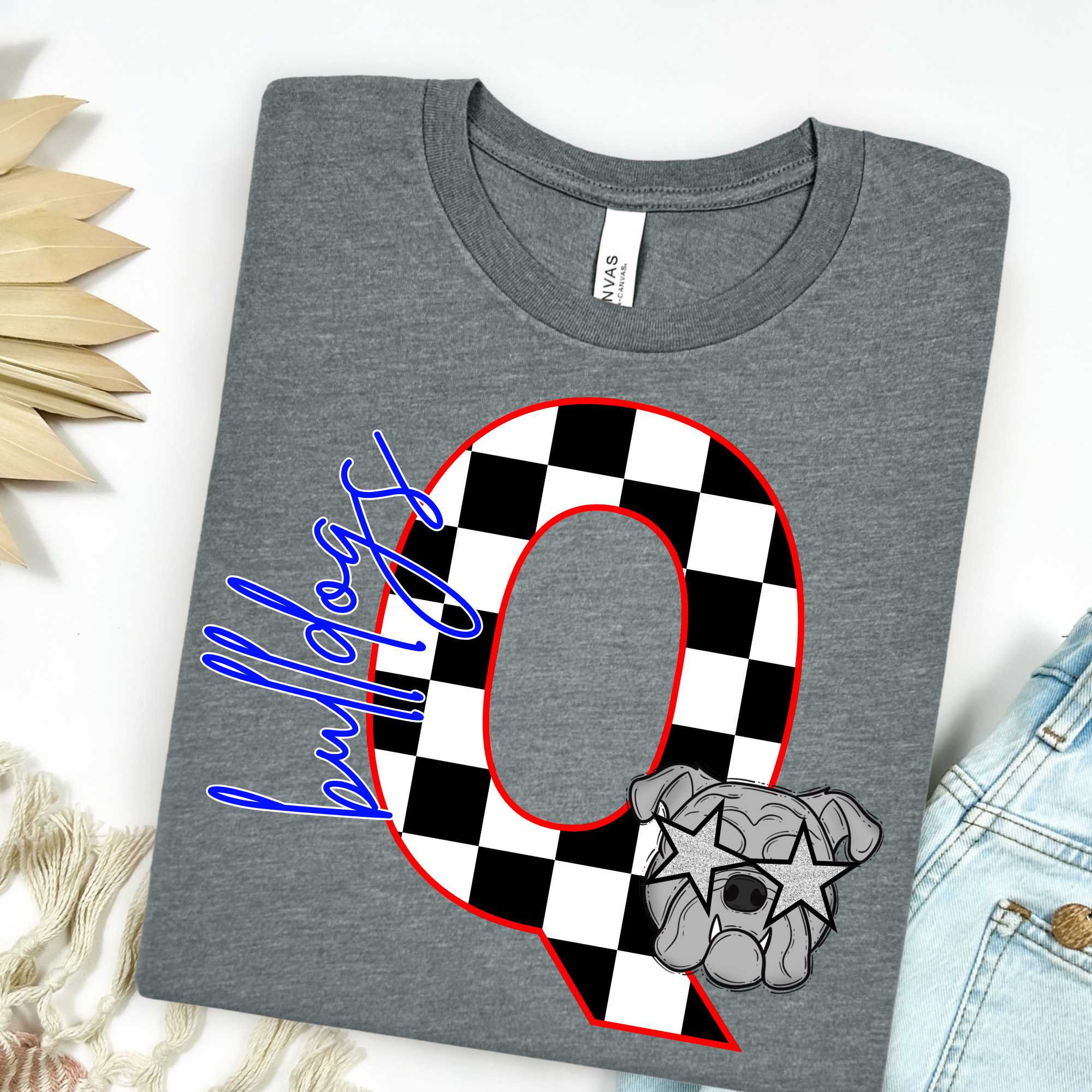 Block Letter Checker Graphic Tee