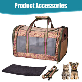 GOOPAWS Soft-Sided Travel Small Dog & Cat Carrier Bag, Orange Cheetah