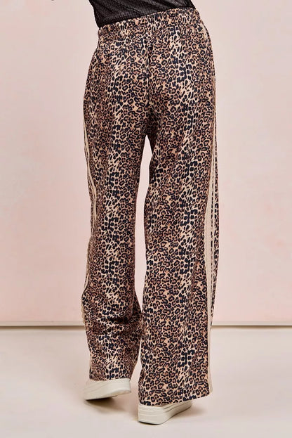 BiBi Leopard Printed Track Pants with Side Contrast Lace