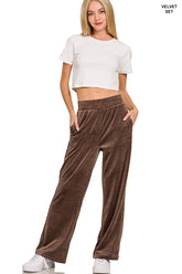 Zenana Velvet Zip Up Hoodie and Pants Set