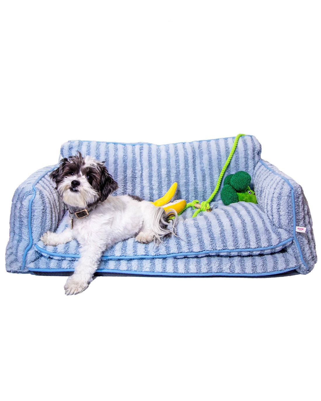 Luxury Light Blue Striped Sofa Dog Bed