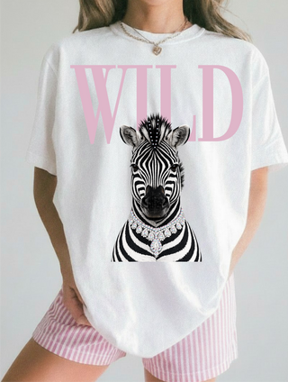 Wild Zebra Crystal White Graphic Tee
