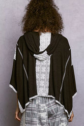 POL Short Sleeve Hoodie Top with Lace Detail