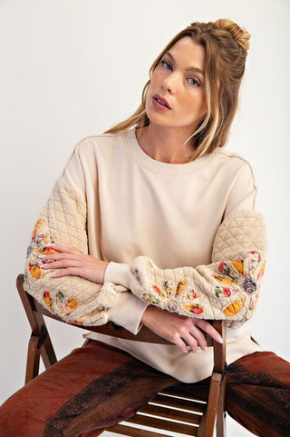 Easel Bloom & Cozy Quilted Sleeve Pullover