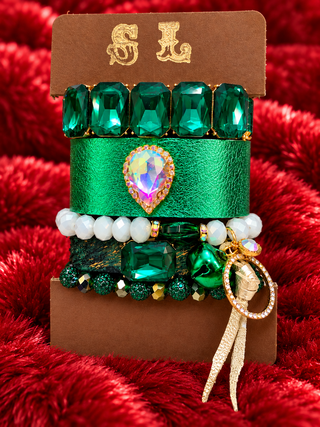 Emerald Empress Holiday Bracelet Stack by Sandra Ling Designs