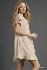 Umgee Linen Ruffle Hem Babydoll Dress