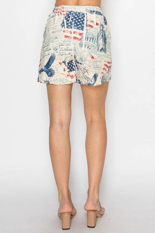 Lined Lace & Sequin Drawstring Shorts- 4757BG FREEDOM: FREEDOM / XL