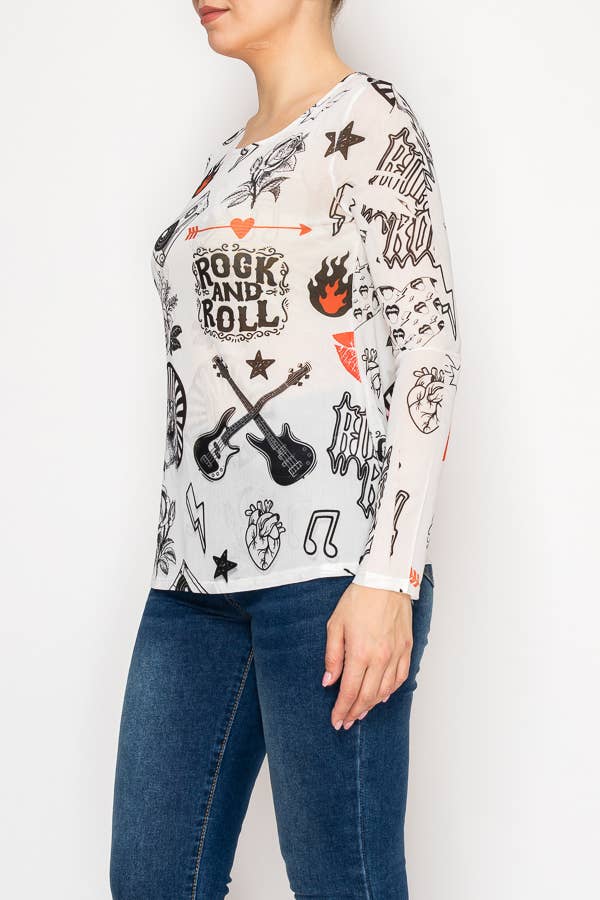 White Rock N Roll Mesh Top