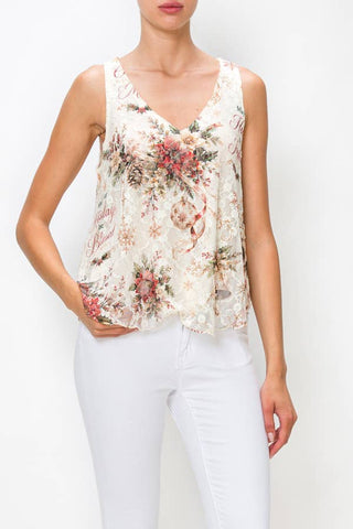 Origami - Romantic Lace Poinsettia Tank
