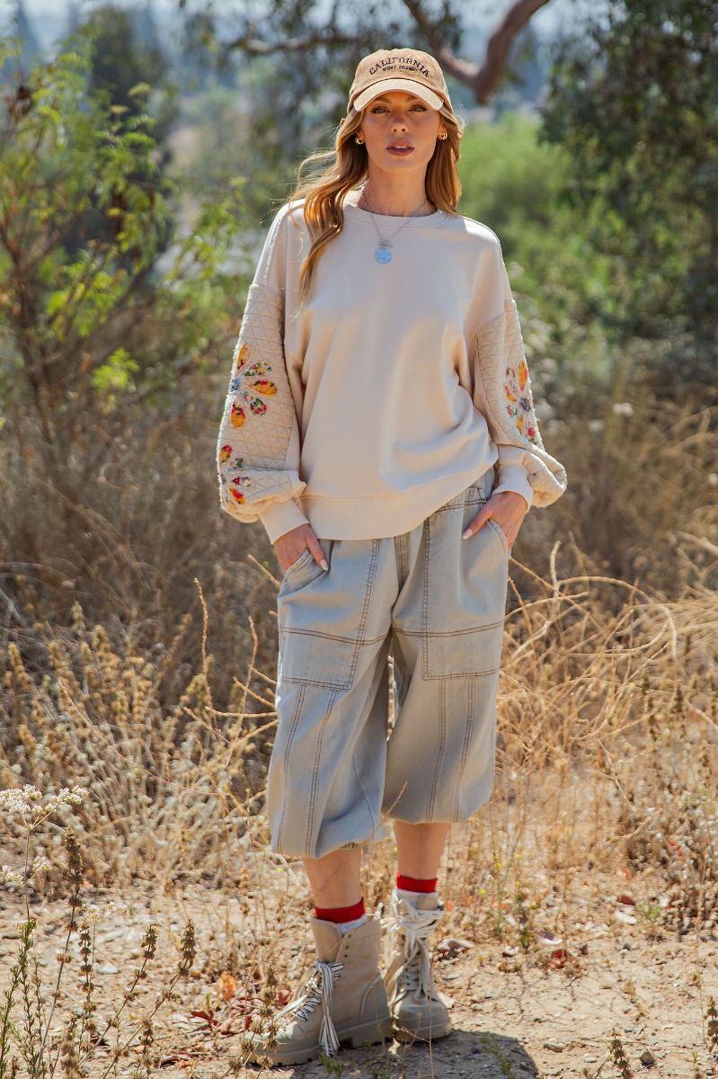 Easel Bloom &amp; Cozy Quilted Sleeve Pullover