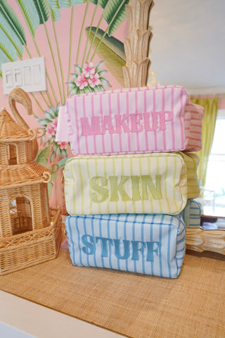 Striped Travel- Ready Cosmetic Bags