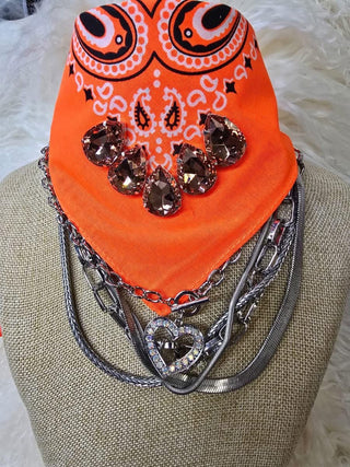Orange Rebel Crystal Bandana by Sandra Ling Designs