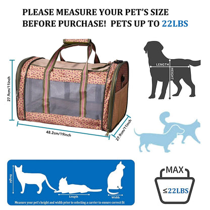 GOOPAWS Soft-Sided Travel Small Dog &amp; Cat Carrier Bag, Orange Cheetah