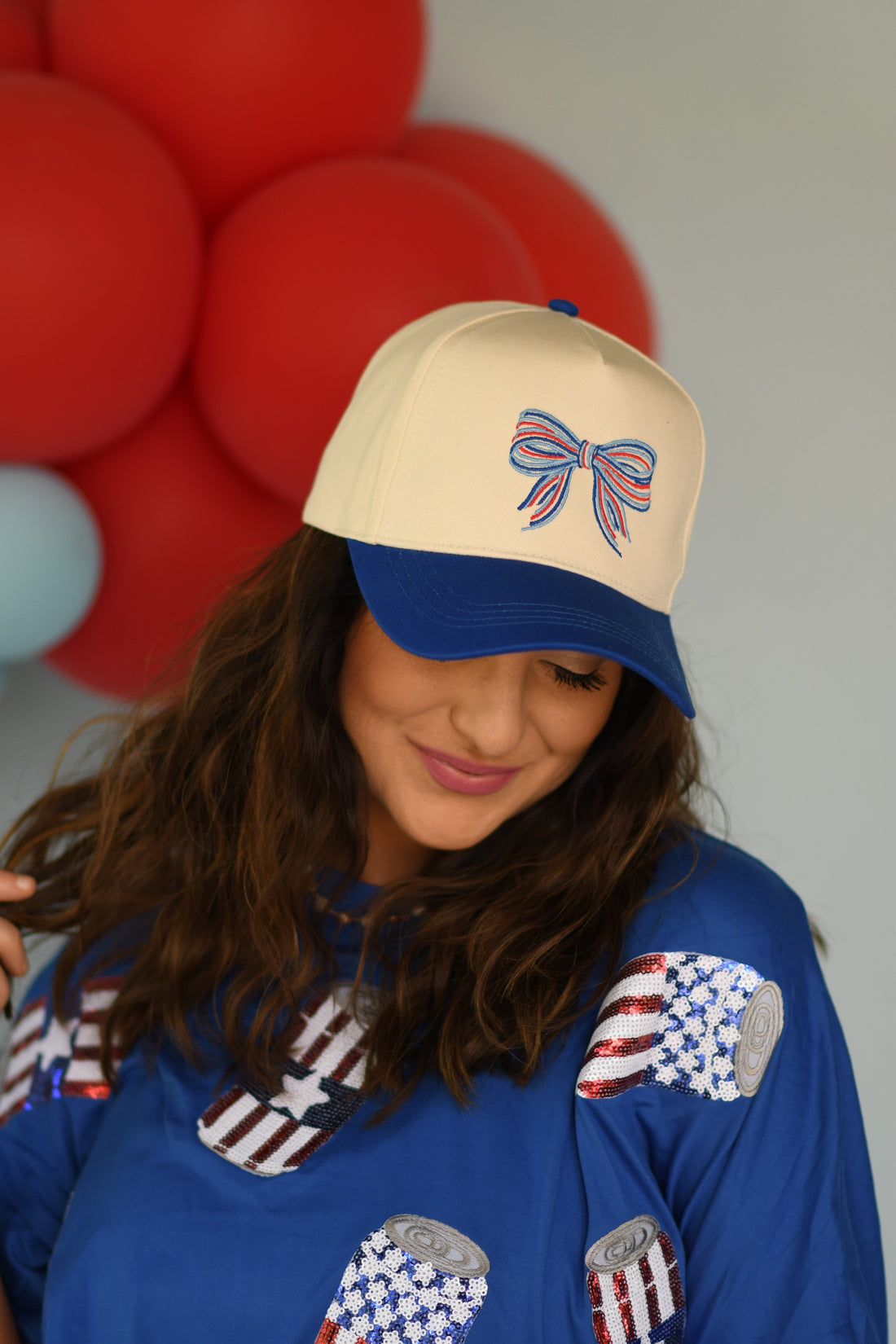 Red Patriotic Bow Hat