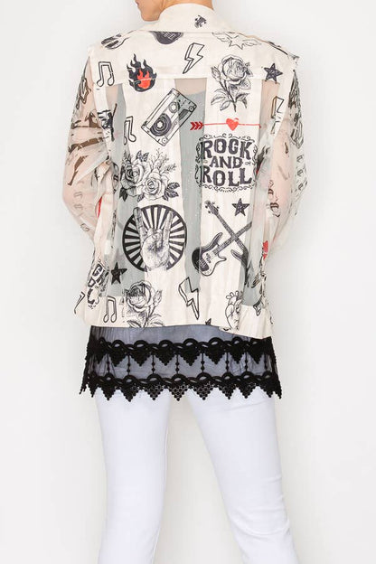 Faux Suede Mesh Trimmed Detailed Jacket - 4820BG RNR