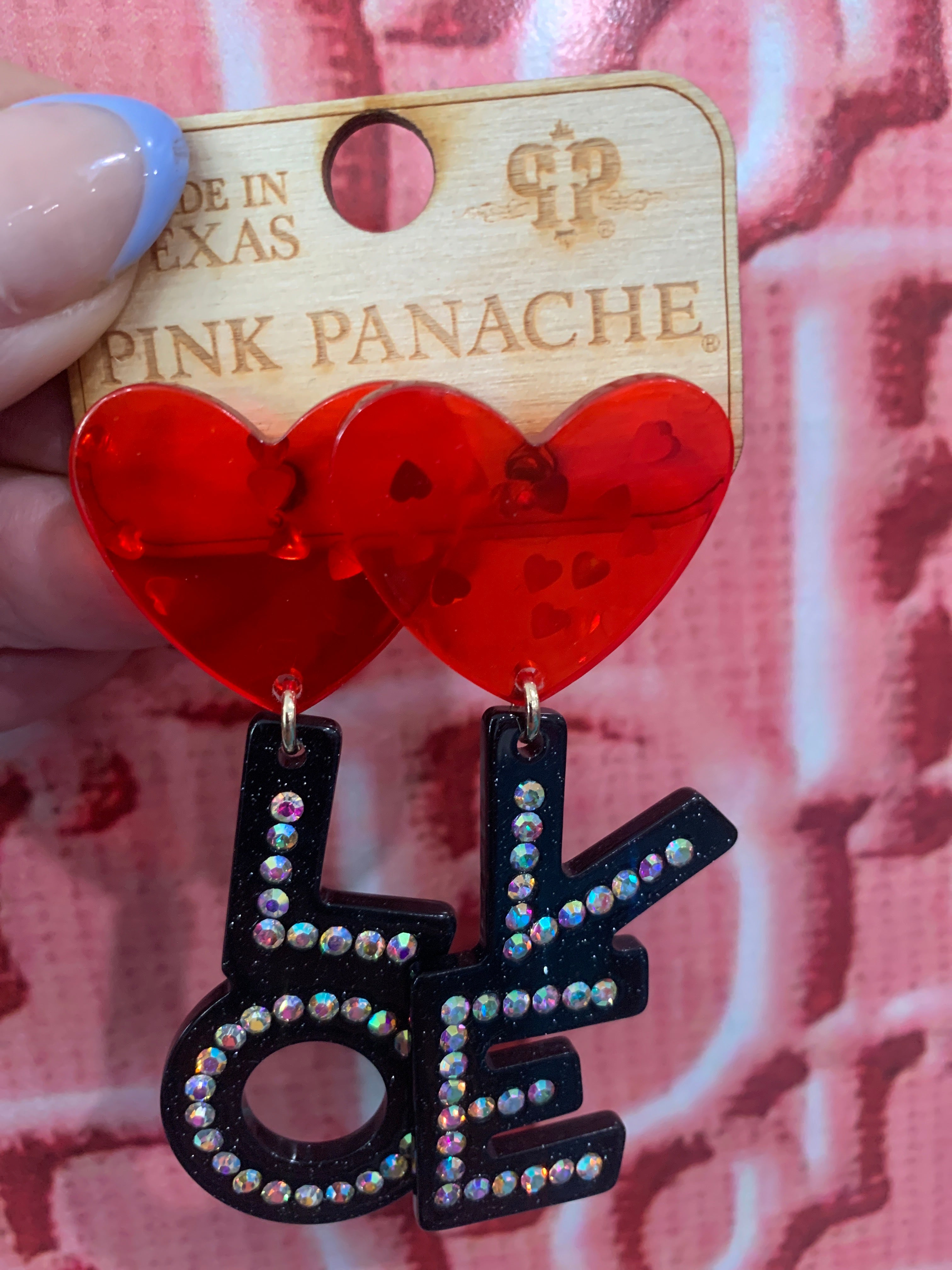 Rhinestone Love Earrings