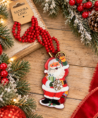Vintage Santa Sparkle Statement Necklace by Sandra Ling Designs