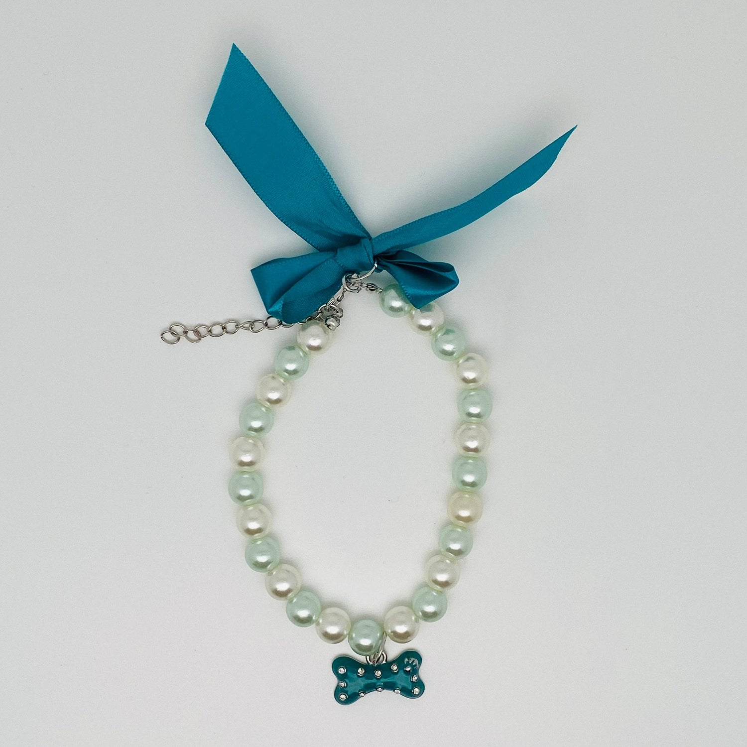 Rhinestone Bone Bow Pet Pearl Collar