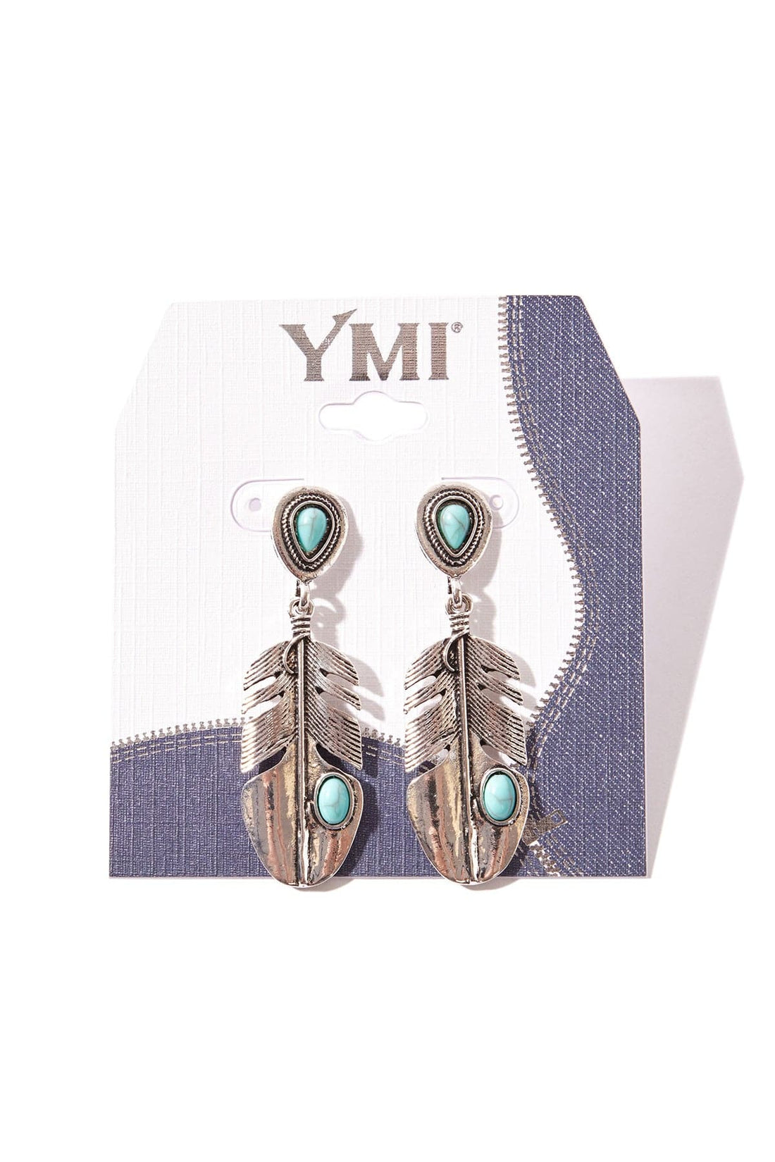 Turquoise Feather Earrings