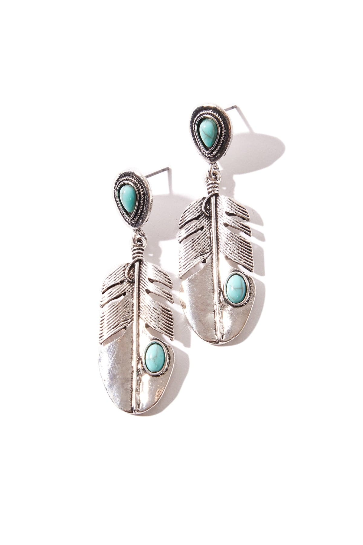 Turquoise Feather Earrings