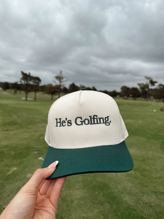 Hat He's Golfing - Green Vintage Trucker Hat - PREORDER