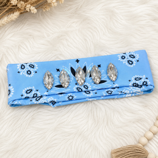 Baby Blue Rebel Crystal Bandana by Sandra Ling Designs