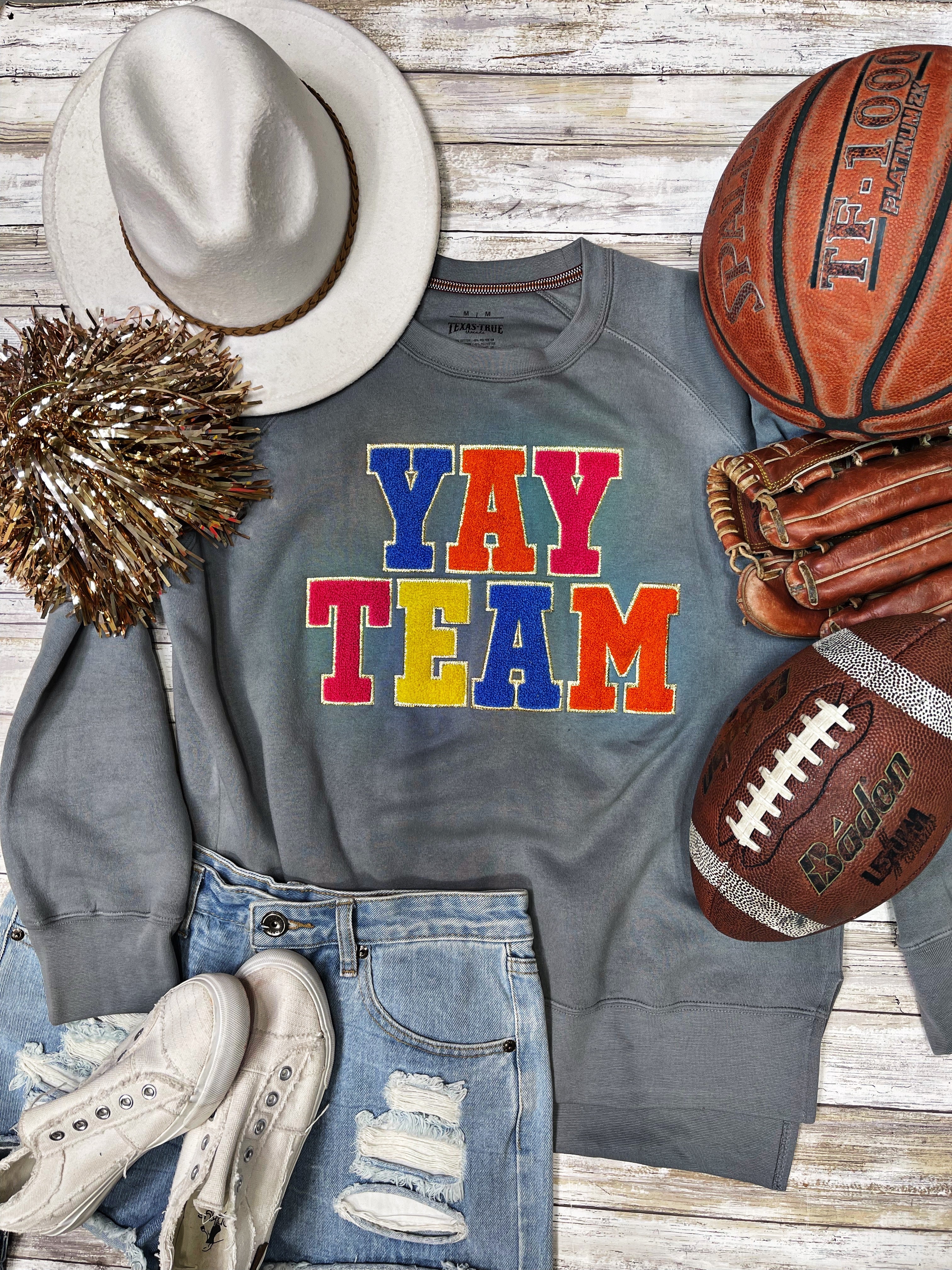 Yay Team Chenille Applique Sweatshirt - Pirates and Pearls Boutique