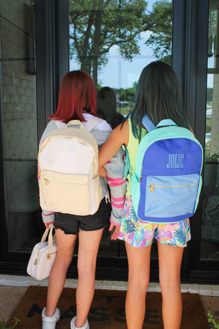 Blue + Teal Colorblock Backpack -PLAIN NO EMBROIDERY