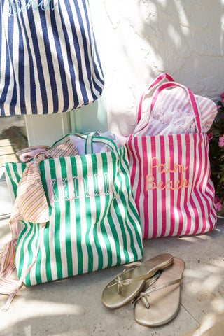 Harbor Canvas Striped Tote | Customizable