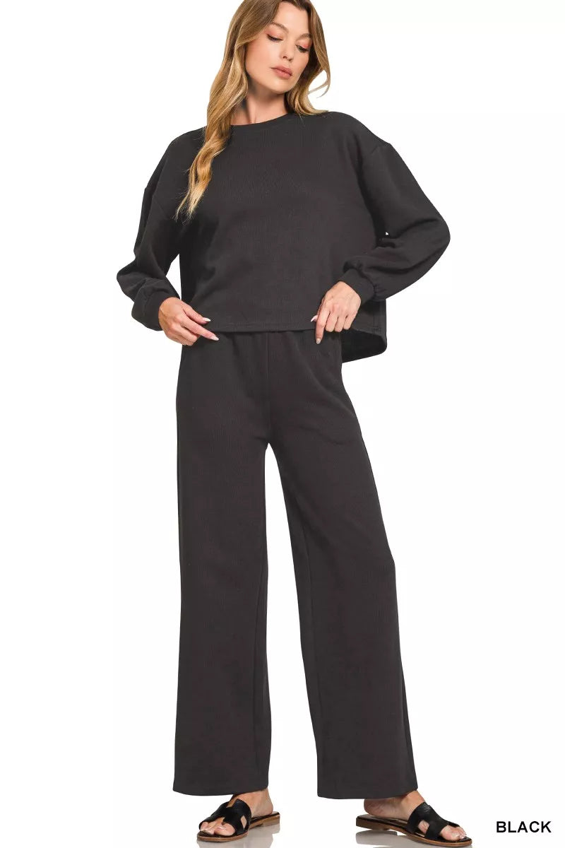 Zenana French Rib Pullover and Pants Set
