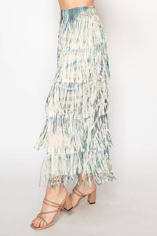Layered Fringe Tiered Maxi Skirt - 4794BG 2DENIM