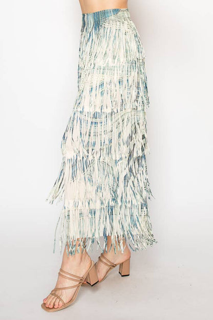 Layered Fringe Tiered Maxi Skirt - 4794BG 2DENIM