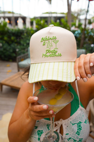Bikinis & Dirty Martinis - Green Stripe Trucker Hat