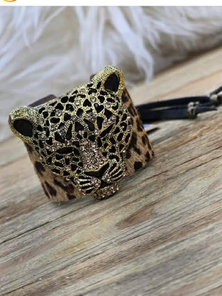 Leopard Luxe Crystal Cowhide Brooch by Sandra Ling Designs