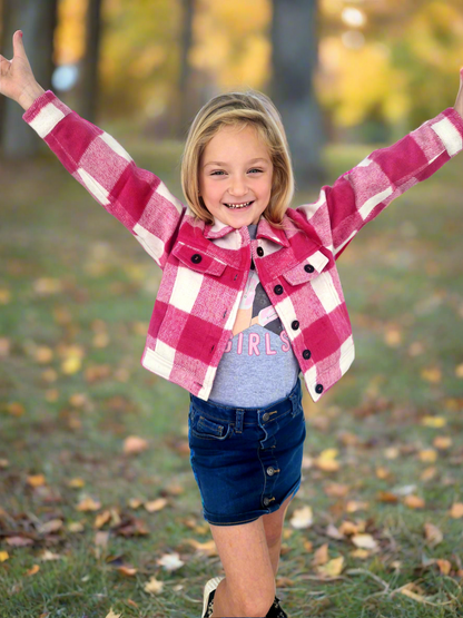 Pretty in Pink Kids Plaid Shacket