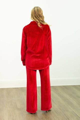 Velvet Straight-Leg Pants, Red: Red / XL