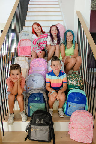 Blue + Teal Colorblock Backpack -PLAIN NO EMBROIDERY
