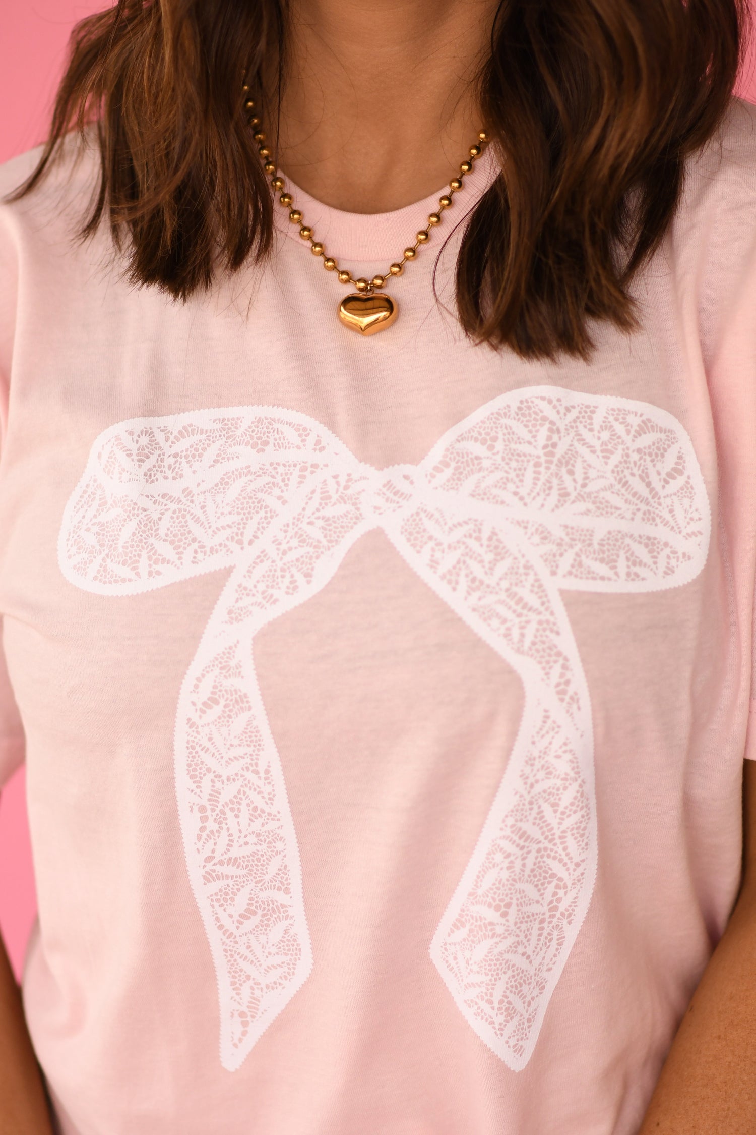 Pink Lace Bow Tee