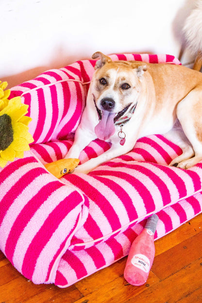 Pretty Pink Striped Dog Bed